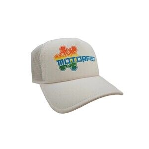 MotorFist Hat NWT White Snapback Cap Trucker Mesh Snowmobile Gear Adult NEW